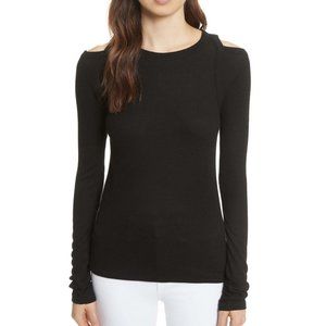 RAG & BONE JEAN BLACK COLD SHOULDER ROSALIND RIBBED TOP